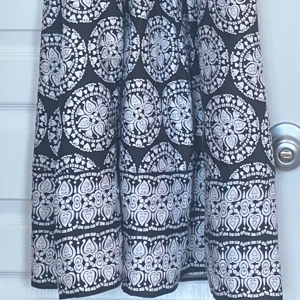 White House Black Market 100% silk black and white printed halter dress. - Picture 8 of 12
